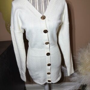 Showpo white Cardigan with Gold Buttons size 4 .